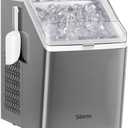 Silonn Ice Makers Countertop, 44lbs Per Day, 2 Ways to Add Water, Auto Self-Cleaning, Stainless Steel Ice Machine for Home Office Bar Party