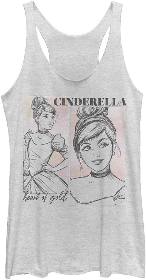 Disney Girls Princess Sketchy Cindy Tri-Blend Racerback Layering Tank (Medium, White Heather) M Disney Girls Princess Sketchy Cindy Tri-Blend Racerback Layering Tank (Medium, White Heather) M