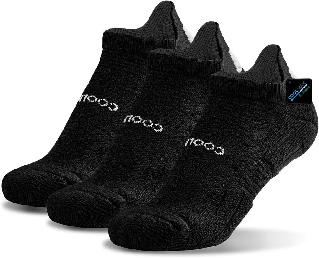 BRISIRA Coolmax Bamboo Viscose Compression Running Socks 3 Pairs Ankle Low Cut Athletic Anti Blister Cushioned Seamless (Large)