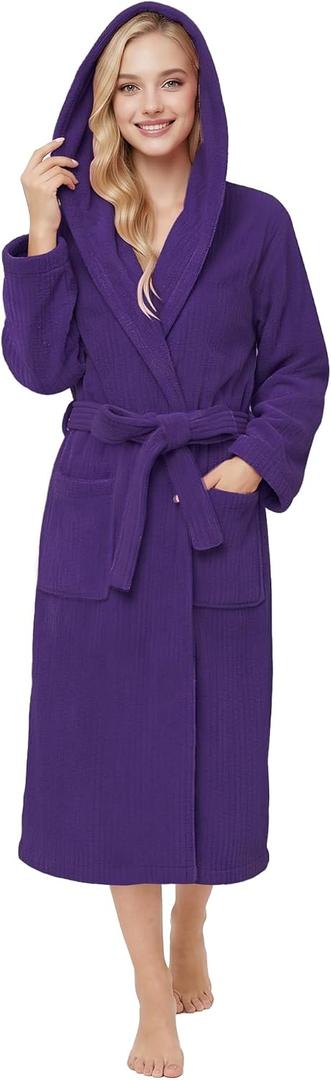 PJGGZ Hooded Bathrobe for Women, Soft Long Towel Robe for Women - Quick Dry yet Warm(Dark Purple,2XL/3XL)