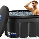 Upgrade XXL 150 Gal Cold Plunge Ice Bath Tub, Large Size for Athletes Up to 6'5'' Tall, Portable for Cold Water Therapy Recovery, Insulated Multi Layered Ice Bath Barrel for Indoor Outdoor Gym (Black)