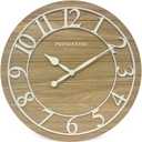 Presentime & Co Classic Farmhouse Shiplap Clock, 19.5 inch, White Arabic Numerals with Ash Wood Shiplap Style. Large Farmhouse Decor for Living Room, Entryway, Home Office, Wall Dcor