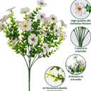 Lnoicy 20 Bundles Artificial Flowers for Outdoor Fake Plants for Spring Decoration,Faux Eucalyptus Flowers for Planter UV Resistant Lifelike for Home Porch Garden（White）