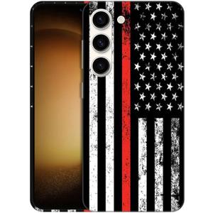 for Samsung Galaxy S23 Plus 5G, Samsung S23 Plus Case - Thin Red Line Fire Fighter Flag Printed Cute Slim Fit Plastic Protective Designer Back Phone Case/Cover for Samsung S23+ 5G