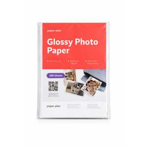 Glossy Photo Paper For Printer 8.5 x 11" - (100 Sheets) - Works with Inkjet Printer, Easy to Use, Premium Picture Paper