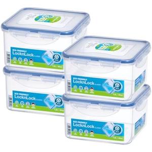 LOCK & LOCK Easy Essentials Storage Food Storage Container Set / Food Storage Bin Set - 4 Piece, Clear