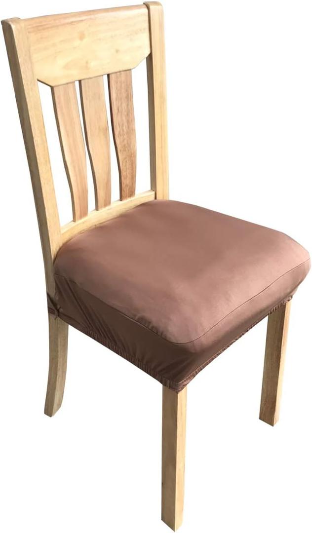 Chair Seat Covers Pack of 2 ,Removable Stretch Dining Chair Protector Cover Slipcover (Brown)