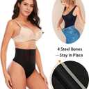 Werena Tummy Control Thong Shapewear for Women Seamless Shaping Thong Panties Body Shaper Underwear (Black, M)