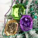 Leinuosen 3 Pcs Mardi Gras Jewel Ornament 4 Inch Large Hexagon Mardi Gras Picks Ornaments for Tree Decorations Purple Gold Green Hanging Gem Tree Ornaments Masquerade Carnival Party Decorations