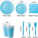210-Piece Disposable Light Blue Paper Plates Party Supplies - Party Plates, Cups, And Napkins Sets, Light Blue Plastic Silverware, Serves 30 People
