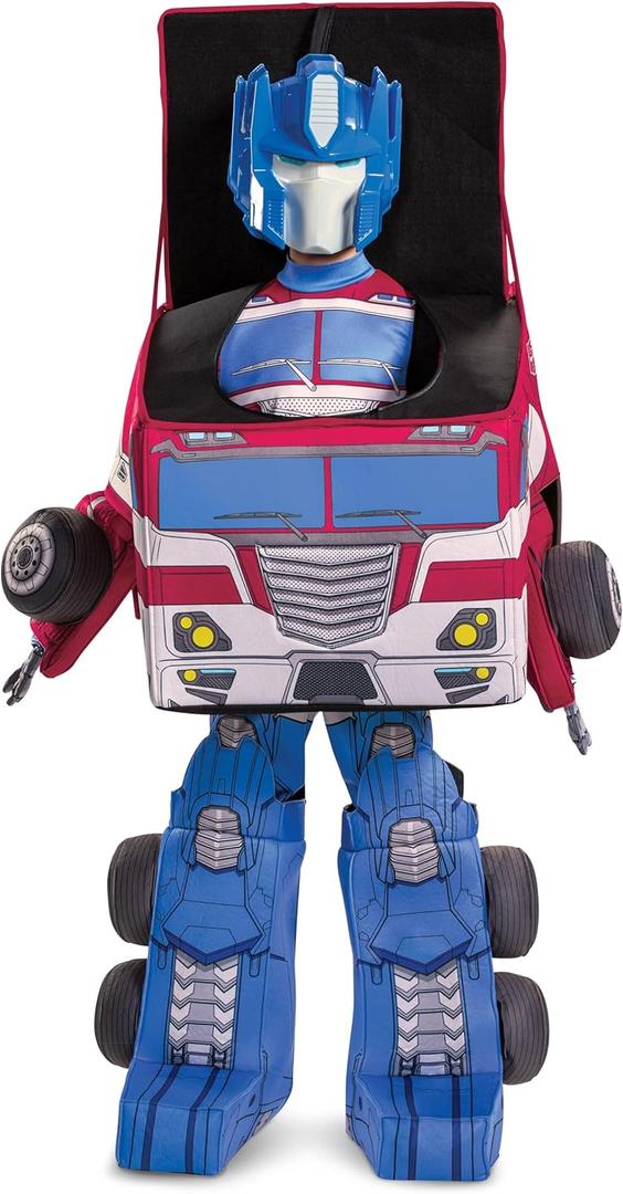 Optimus Prime Costume, Official Converting Transformer Costumes for Boys, Convertible Character Suit (Medium (7-8))