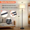 Upgraded Dimmable Floor Lamp for Living Room,1000 Lumens Bulb Included, Modern Floor Lamps Simple Design with Linen Shade, Tall Standing Lamp for Bedroom Office Dining Room, Black Pole Lamp