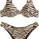 SweatyRocks Women's 2 Piece Swimsuit Zebra Stripe Push Up Bikini Sets (Medium, Multicolor)