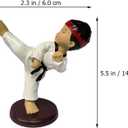 LOGOFUN Karate Boy Ornament Taekwondo Character Doll Karate Taekwondo Figurine Resin Crafts for Office Car Mini Decoration