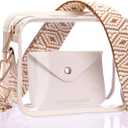 Clear Crossbody Purse Stadium Approved, 3-in-1 Small Bag with Guitar Strap & Pouch, Fits 12x6x12 Policy Concerts