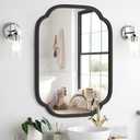 Ferytange Black Bathroom Mirror for Wall, 18" x 24" Rectangular Wall Mirror for Bathroom Metal Frame Farmhouse Rounded Corner Wall Mirror (Horizontal/Vertical)