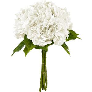 5Pcs Realistic White Hydrangea Artificial Flowers with Stems 21 Inch Lifelike Faux Hydrangeas Flower Large Hydrangea for Weddings Bouquets Table Centerpieces Home Decor Party