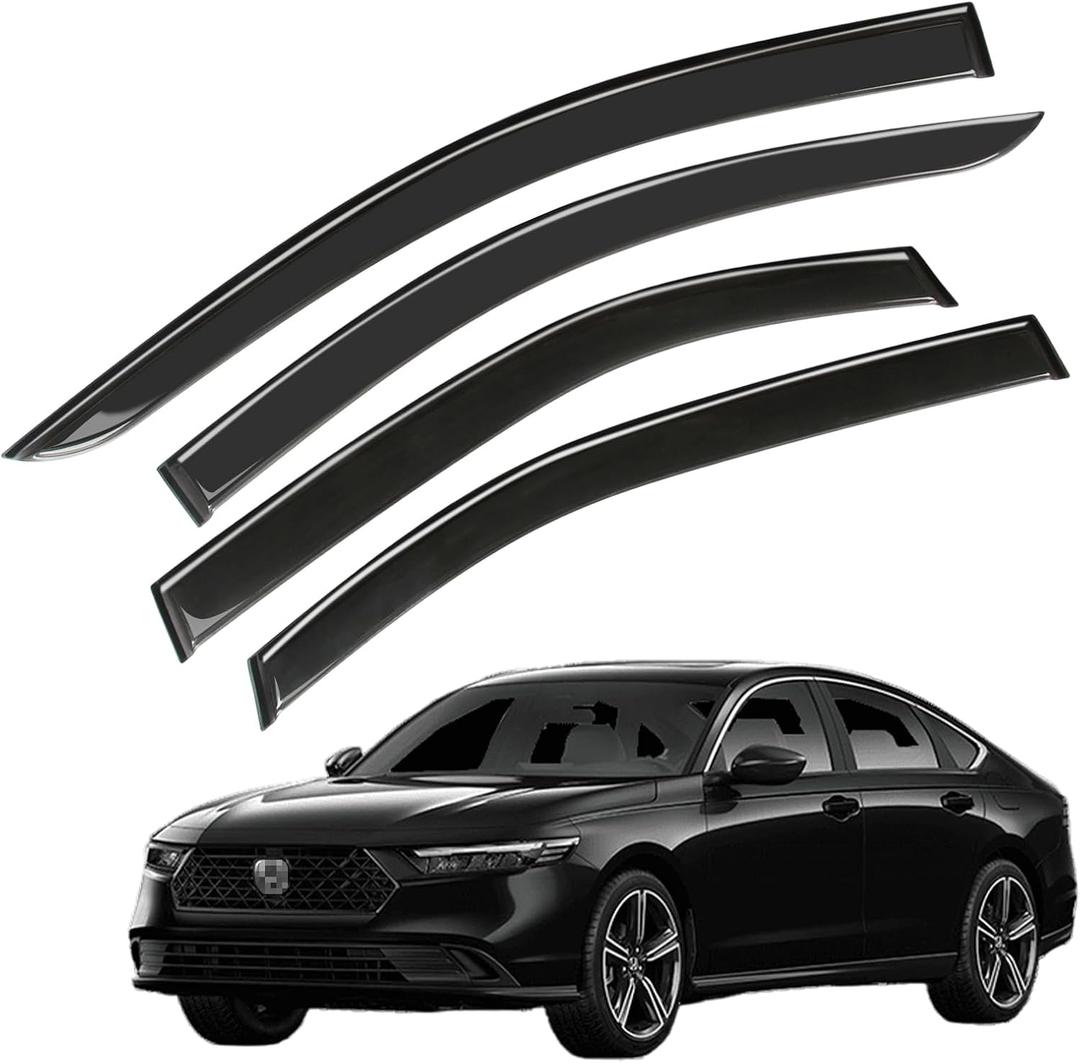 Window Visor Wind Deflector, 4PCS Tape-On Rain Guards for 2023 2024 2025 Honda Accord, Outside Mount Sun Shade Side Window Vent Visors, Black