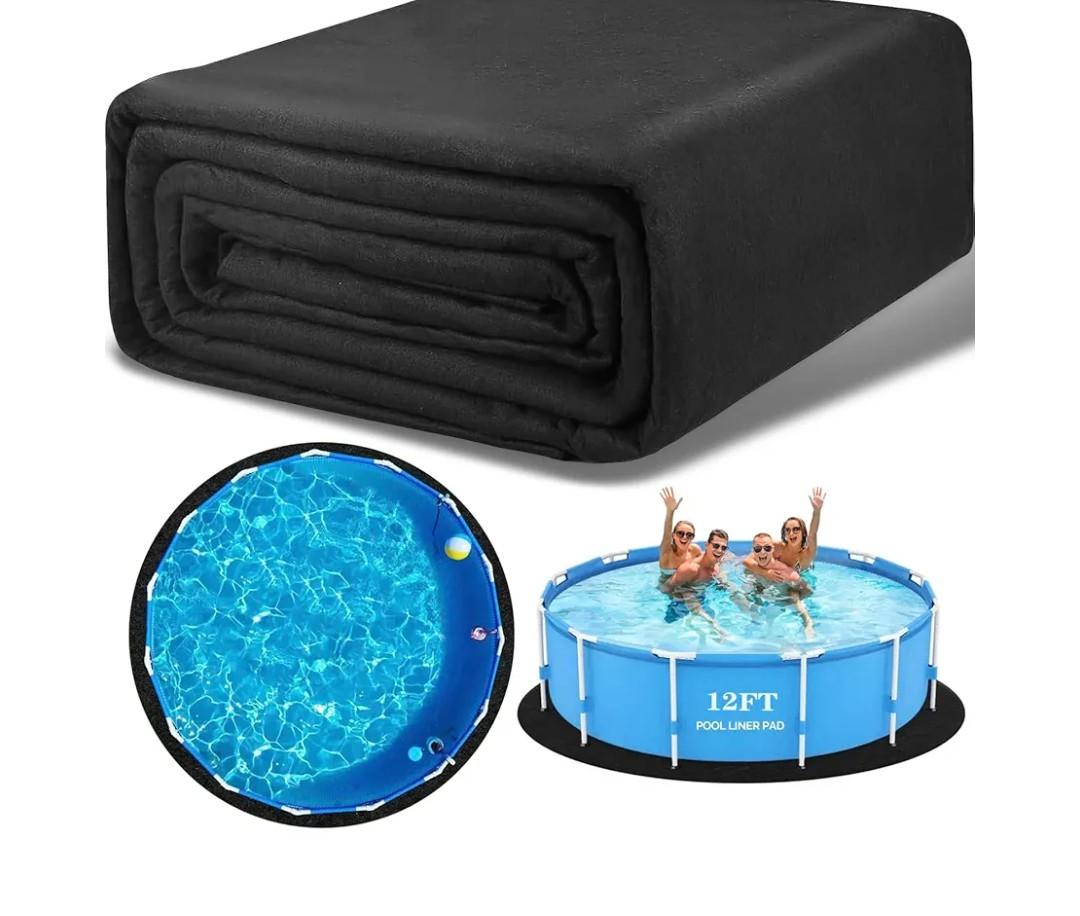 340G/M² Thicker 12 FT Round Pool Liner Pad for Above Ground Pools, Heavy Duty Under Pool Padding, Eco-Friendly Pool Liner Mat, Durable Geotextile Material, Puncture Protection, Extend Pool Life