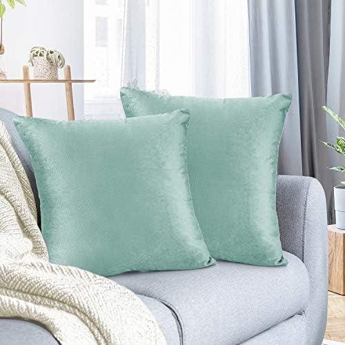 Nestl Throw Pillow Covers, Cozy Velvet Decorative Light Blue Pillow Covers 20 x 20 Inches, Soft Solid Couch Pillow Covers for Sofa, Bed and Car, Set of 2