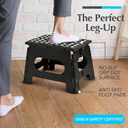 Handy Laundry Folding Lightweight Step Stool - Sturdy Enough to Support Adults and Safe Enough for Kids - Opens Easy with One Flip - Great for Kitchen, Bathroom or Bedroom (Black - 8 Inch)