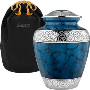 Trupoint Memorials Extra Large Urn for Ashes Adult Male or Female Up to 300 lbs Cremation Urns for Human Ashes, Funeral Memorial Urns for Men & Women Dark Blue