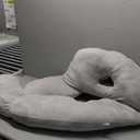 Pozico U-Shaped Full Body Pillow for Side Sleepers  51-Inch Cooling Pregnancy Pillow with Ear Piercing Design for Neck, Back, and Hip Support  Removable Washable Cover Space-Saving Design (Grey)