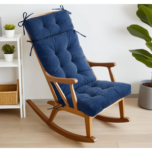 Millsilo Rocking Chair Cushions for Indoor Rocker, Comfortable Chenille Tufted Non-Slip Rocking Chair Pads with Ties for Adirondack, Glider Chair Rocker Replacement Cushions, Navy, 52"x19"x4"