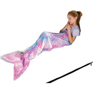 Toddler Mermaid Tail Blankets Glittering Cozy Soft Flannel Rainbow Colorful Gifts All Season for Toddlers/Kids (Purple Pink)