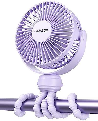 Gaiatop Mini Electric Fan with 360 Rotation, 5.5mm Gaps, Rechargeable Battery, 3 Speeds, Purple