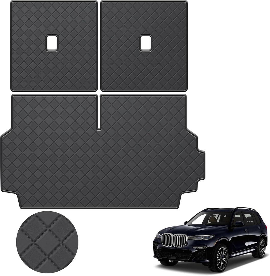 for 2019-2024 2025 2026 BMW X7 Trunk Mat & Backrest Mat - Custom Fit PU Leather Cargo Liner and Rear Backrest Protector- All Weather Cargo Mats for BMW X7 2019-2025 2026 5 Pack