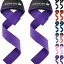 TECEUM Lifting Straps for Weightlifting Gym Strength Training - Wrist Straps with Neoprene Padded Cotton - Men & Women  Ideal for Powerlifting, Bodybuilding & Deadlifts (18" - Queen Of Lifts, Purple)