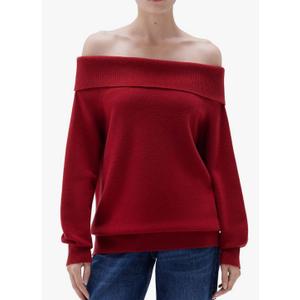 SUUKSESS Women Cashmere Off The Shoulder Sweater Oversized Knit Long Sleeve Tops, Size M