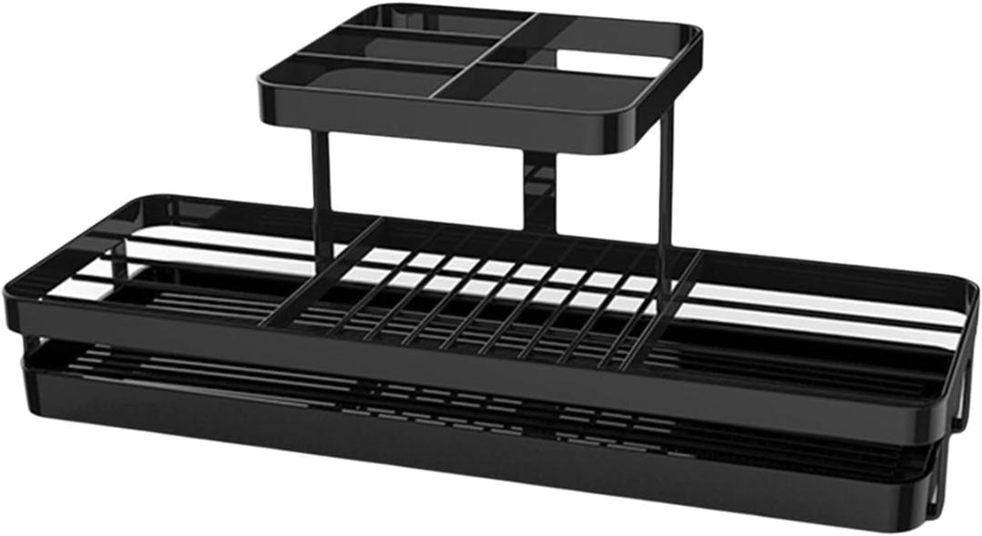 Toothbrush and Toothpaste Holder with Drainages Tray for Bathroom Vanity Countertop Storage Efficient Drainages Systems (Black, Multicolor)