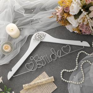 Honeydak Mrs. Wedding Dress Hanger for Bride to Be,Elegant Bridal Hanger for Brides Gowns, Bridal Party Shower Gift,Wedding Gift(White,Rhinestone)