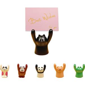6PCS Cute Animal Memo Holder,Resin Card Photo Holder Clips,Mini Animal Reserved Number Clip Name Note Memo Stand Office Supply Home Decoration