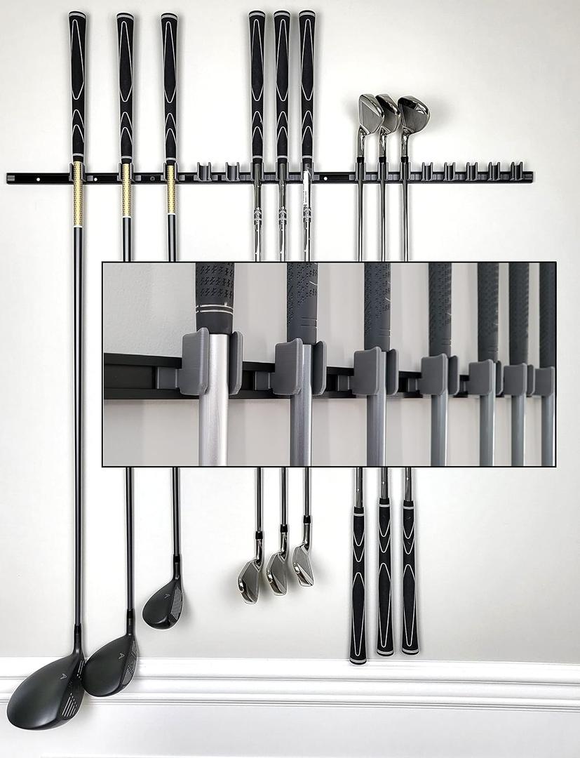 [JINTECH] Golf Club Holder, Wall Display, Wall Hanger, Rack, Mount, Organizer, Hold 17 Clubs on 36" Aluminum Rack (All Head up)