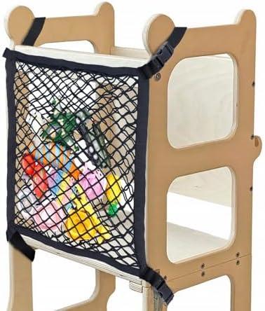 XGKHOM Toddler Tower Safety Net, Toddler Learning Tower Safety Net for Enhanced Safety and Convenience, Double Layer Design with Storage Function, Ideal for Kids Kitchen Play and Learning Activities