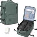 WONHOX Vacuum Seal Backpack for Travel with Air Pump Compression Daypack Personal Item Carry on Flight Approved Vacpack Laptop Space Saver Bags Storage with Vacuum System Travel Bag Women Men Green