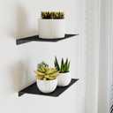 MKO 8" Small Floating Shelves for Wall, Metal Wall Mounted Shelf for Bathroom, Bedroom, Living Room, Kitchen, Little Mini Tiny Display Hanging Shelves for Books/Storage/Room Decor 2 Packs, Black