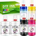 Upgraded Auto-Fill DTF Ink - 700ML DTF Transfer Ink for Epson ET-8550 ET-8500 Printers, Heat Transfer Printing Ink Set 100ml x 4 CMYK, 150 x 2 White (Anti-UV/ICC-Free)