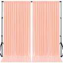 10ft x 7ft Peach Backdrop Curtains Panels for Parties Wrinkle Free Fabric Satin Backdrop Drapes Decorations Cloth for Weddings Baby Shower Photography Birthday Party Background Curtain