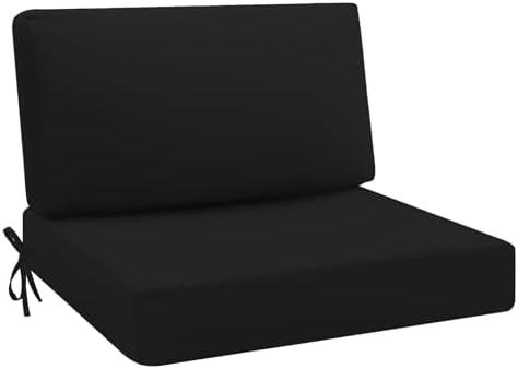 idee-home Outdoor Cushions for Patio Furniture, Waterproof Deep Seat Replacement Cushions for Hampton Bay Chairs, Garden, Lawn, Backyard, Deck, 28.5 x 28.5 Inch, Black