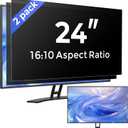 [2 Pack] 24 Inch Computer Privacy Screen Filter for Monitor 16:10 Aspect Ratio, Eye Protection Anti Blue Light Privacy Shield and Anti-Glare Protector, 24inch Removable Anti-Scratch 24in Protector Film