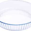 Clear Round Tempered Glass Baking Dish, Glass Bakeware Casserole Dish for Oven and Dishwasher Safe.