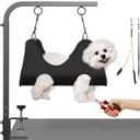 Adjustable Dog Grooming Arm with Clamps: 42" Height-Adjustable Pet Grooming Stand with Hammock and No-Sit Haunch Holders, Ideal for Home Grooming, Trimming, and Nail Clipping (Table Not Included)