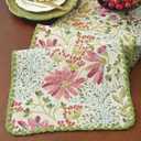 Spring Botanical Elegant Table Runner with Floral Jacquard Pattern Decorative Dining Table Decor with Delicate Green Lace Edging 12 x 82 Inch