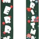 Merry Christmas Porch Signs, 2pcs Christmas Vertical Porch Signs Xmas Gift Boxes Snowman Porch Sign Front Door Banners Decorations for Xmas Party Outdoor Indoor Decor Supplies (71x12 Inch)