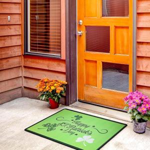 Flutesan St. Patrick's Day Doormat Indoor Outdoor 23.6 x 15.7 Inches Saint Patricks Rugs Green Shamrock Outdoor Rugs Welcome Non Slip Rubber Mats Heavy Duty Door Mats for Indoor Kitchen Living Room
