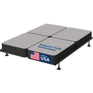 Nutan, 8-Inch Sturdy Wood Box Spring for Mattress Support - Durable and Fully Assembled, Natural Wood Foundation for California King(Fold), Black